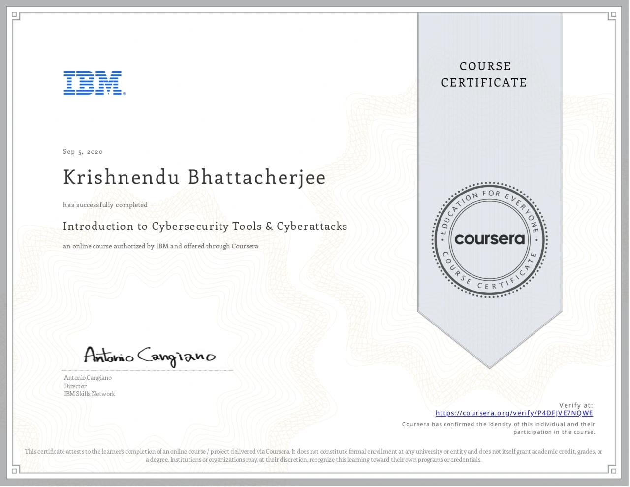 Introduction to Cybersecurity Tools & Cyberattacks Certificate